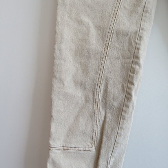 FREE PEOPLE WE THE FREE Risk Taker Mid Rise Jeans in Ecru Neutral Boho - Size 26 - Picture 7 of 16